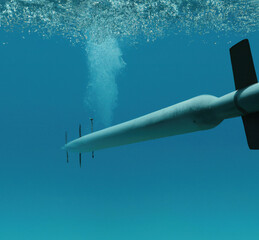 Podwodna bomba morska, torpeda. - obrazy, fototapety, plakaty