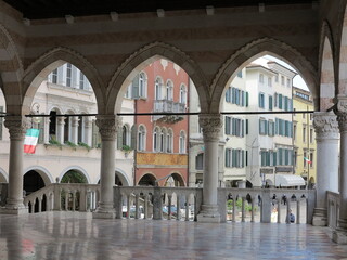 Udine Street View from the Historic Loggia del Lionello Open Gallery in Friuli Venezia Giulia, Italy