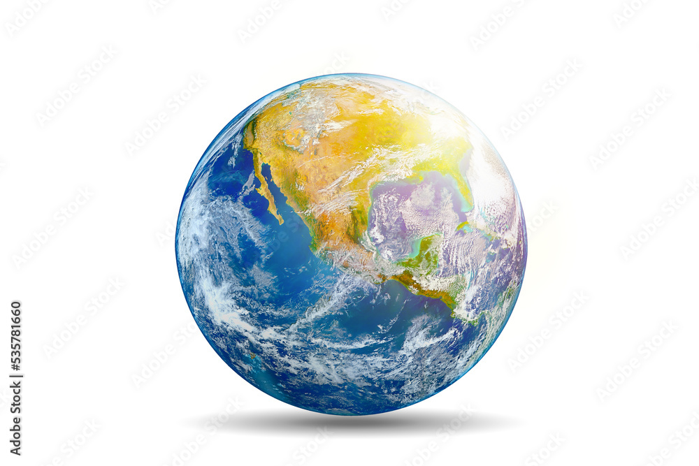 Wall mural planet earth isolated on white background with delicate drop shadow. elements of this image furnishe