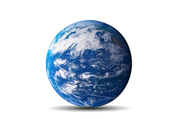 Planet Earth isolated on white background with delicate drop shadow. Elements of this image furnished by NASA.