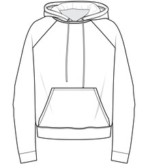 long sleeve raglan hoodie jacket fashion flat sketch vector illustration © SQB Creation 