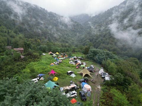 Camping area in the mountains in Gilan, Iran