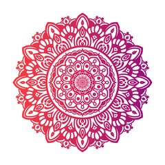 Gradient color mandala on white isolated background, Mandala with floral patterns. Ornaments