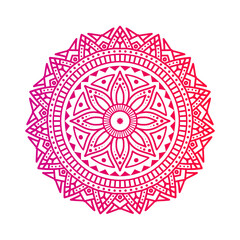 Gradient color mandala on white isolated background, Mandala with floral patterns. Ornaments