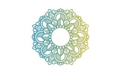 Gradient color mandala on white isolated background, Mandala with floral patterns. Ornaments