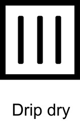 Drip dry. Laundry icons. Garment care instructions on labels, machine wash or hand wash signs. 