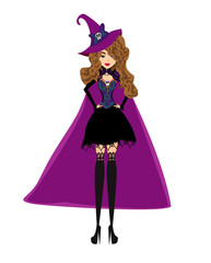 Fototapeta na wymiar elegant girl in a sexy witch costume
