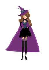 elegant girl in a sexy witch costume