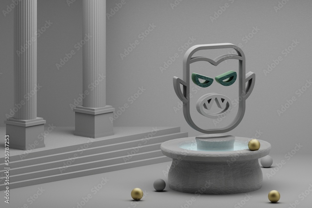 Poster beautiful abstract illustrations halloween vampire symbol icon on a fountain and column background. 