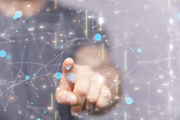 Global world network and telecommunication on earth cryptocurrency and blockchain and IoT.