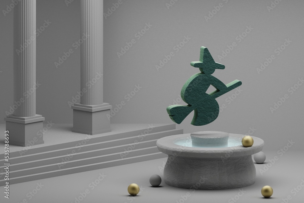Aufkleber beautiful abstract illustrations green halloween which symbol icon on a fountain and column backgrou