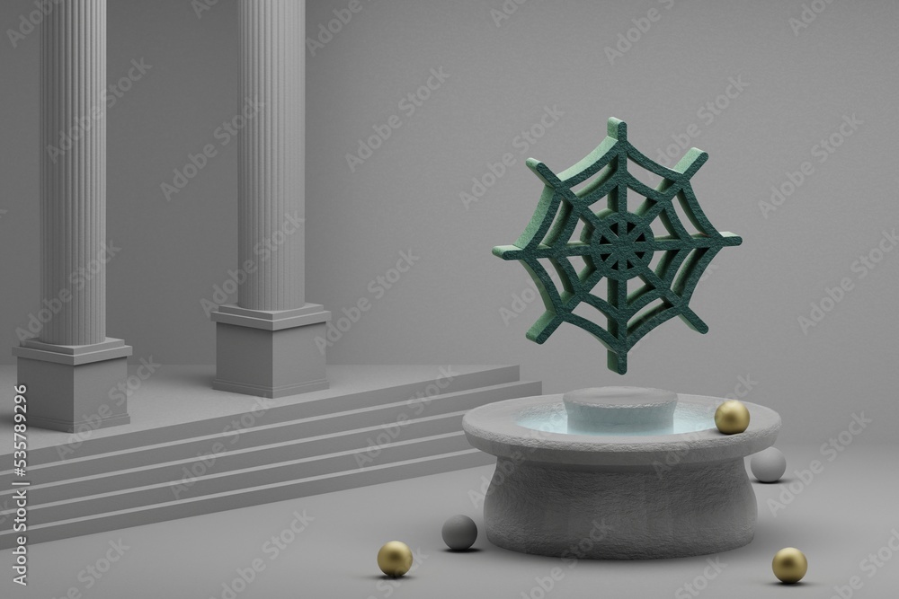 Aufkleber beautiful abstract illustrations green halloween web symbol icon on a fountain and column background
