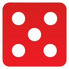 Red dice number 5 PNG image.