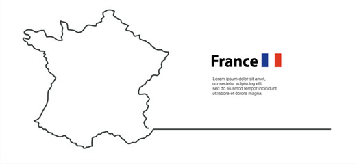 Continuous one line drawing of France