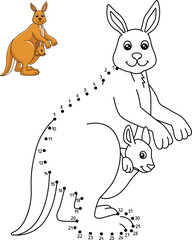 Plakat Dot to Dot Kangaroo Isolated Coloring Page 