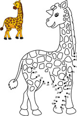 Dot to Dot Giraffe Isolated Coloring Page for Kids
