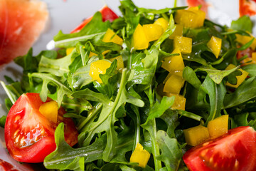 Rocket salad with dried Spanish ham