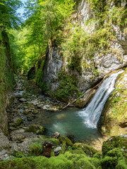 Eventai waterfall in Galbena canyon, Transylvania, Romania, Western Carpathian mountains, Apuseni national park	
