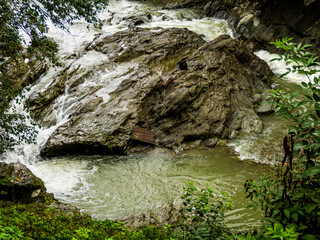 Guk Malyi (Little Guk) waterfall on Carpathian river Pistynka, Hutsulshchyna National Park, Ukraine