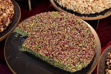 Oriental sweets and cakes are sold at a bazaar in Israel.