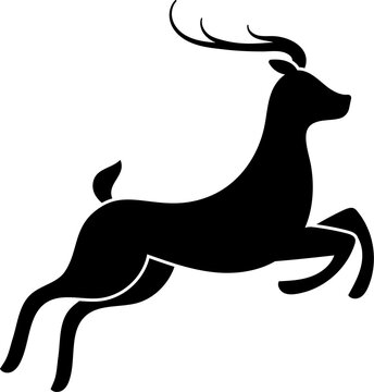 recommend clip art: Cristmas reindeer jumping forward icon silhouette illustration. Xmas deer running fast pictogram