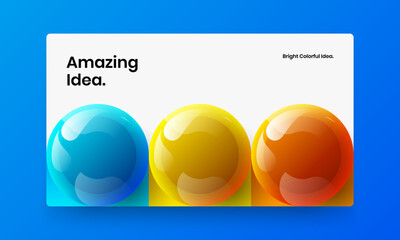 Unique horizontal cover design vector illustration. Modern 3D spheres landing page template.