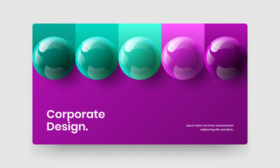 Amazing corporate brochure vector design illustration. Modern 3D balls front page layout.