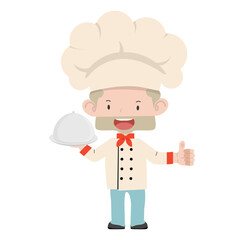 Cute  male chef with making  thumbs up