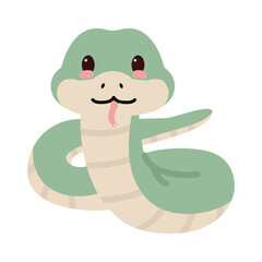 Cute cartoon green snake animal