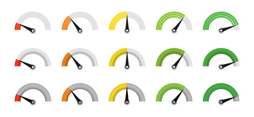 Dashboard colorful to speedometer icons set. Set of color vector. Internet speed sign.