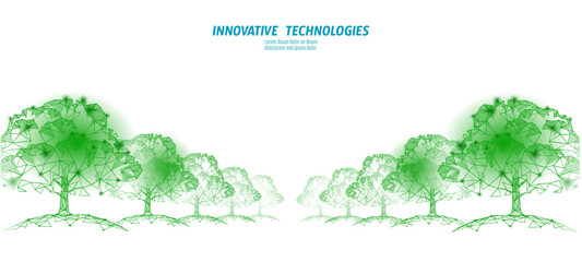 Low poly tree park alley wood. Ecology save nature forest concept. Global deforestation eco idea. Environmental pollution poster template vector illustration