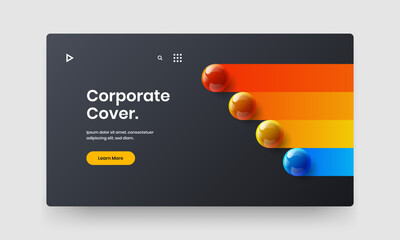 Creative corporate cover vector design concept. Premium 3D spheres site screen layout.