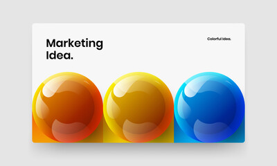 Bright 3D spheres brochure layout. Premium front page design vector concept.