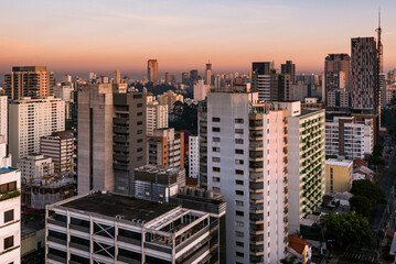 High Rise Buildings in Sao Paulo City Just Before Sunrise