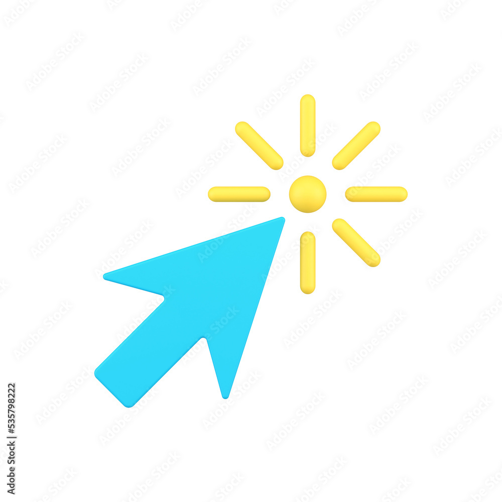 Poster simple 3d icon arrow cursor pointing link illustration. modern mouse pointer clicking