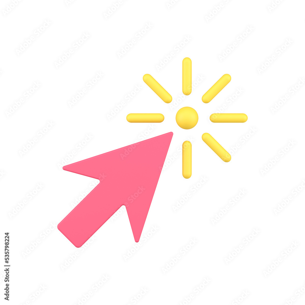 Poster simple 3d icon arrow cursor pointing link illustration. modern mouse pointer clicking