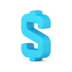 American dollar symbol blue 3d isometric icon  illustration. Financial investment, banking