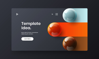 Trendy site screen vector design layout. Unique realistic spheres web banner concept.