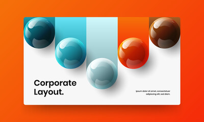 Minimalistic poster vector design illustration. Clean 3D balls journal cover layout.