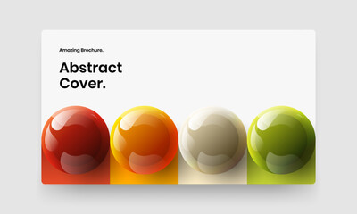 Fresh realistic balls corporate brochure concept. Multicolored magazine cover design vector layout.