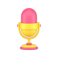 Retro audio microphone 3d icon  illustration