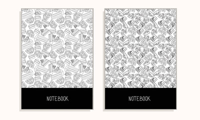 Cover for notebook or any documents with sweet design in doodle style. Vector illustration.