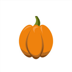 Standart orange pumpkin in flat styl isolated on white background. Halloween concept. Vector illustration