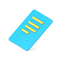 Blue paper blank with text 3d icon  illustration