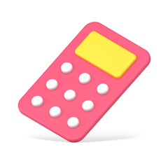 Media red remote control 3d icon. Plastic digital device for communication with gadgets
