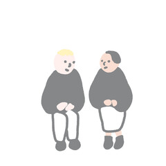 座って会話する男女　カップル　夫婦　友人 国際結婚