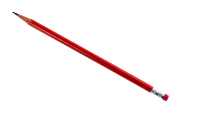 Red pencil on white background