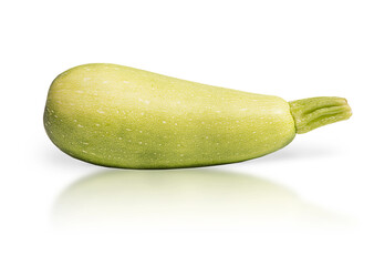 isolated ripe green zucchini on white background