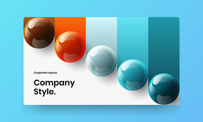 Trendy realistic balls handbill illustration. Amazing annual report design vector layout.