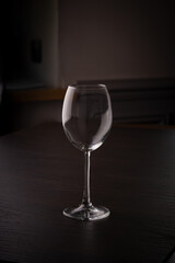 Wine glass on black background